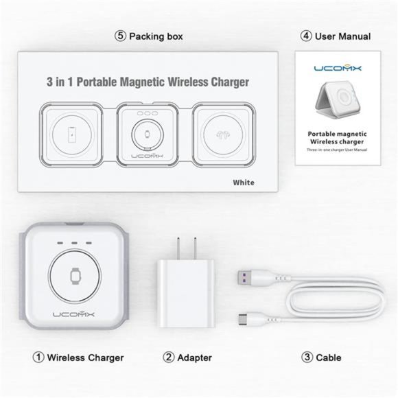 3 in 1 Wireless Charger for iPhone,Magnetic Foldable 3 in 1 Charging Station - Picture 3 of 6